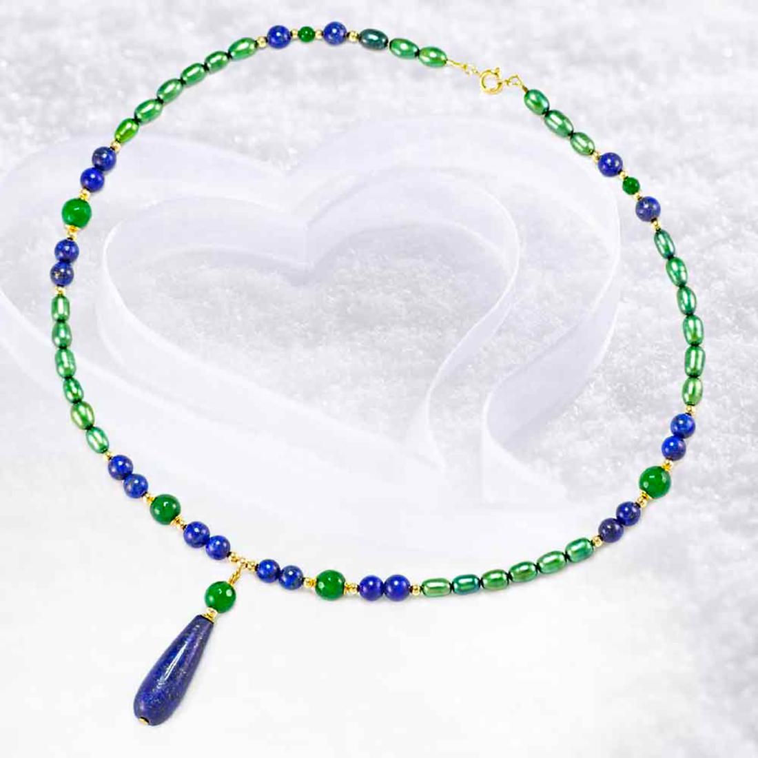 Imperal Jade and Lapis Lazuli Vintage Style Necklace (1 of 4)
