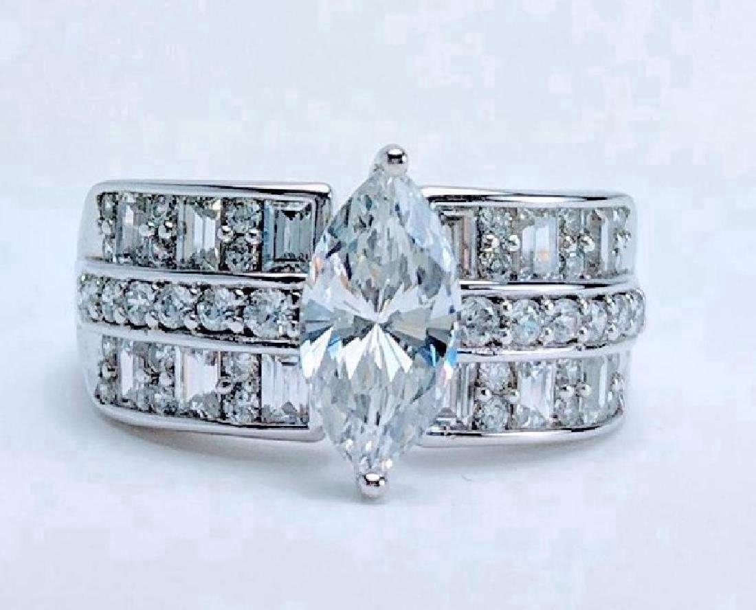 Sterling Silver Cubic Zirconia Marquis Ring, 2ct (1 of 5)
