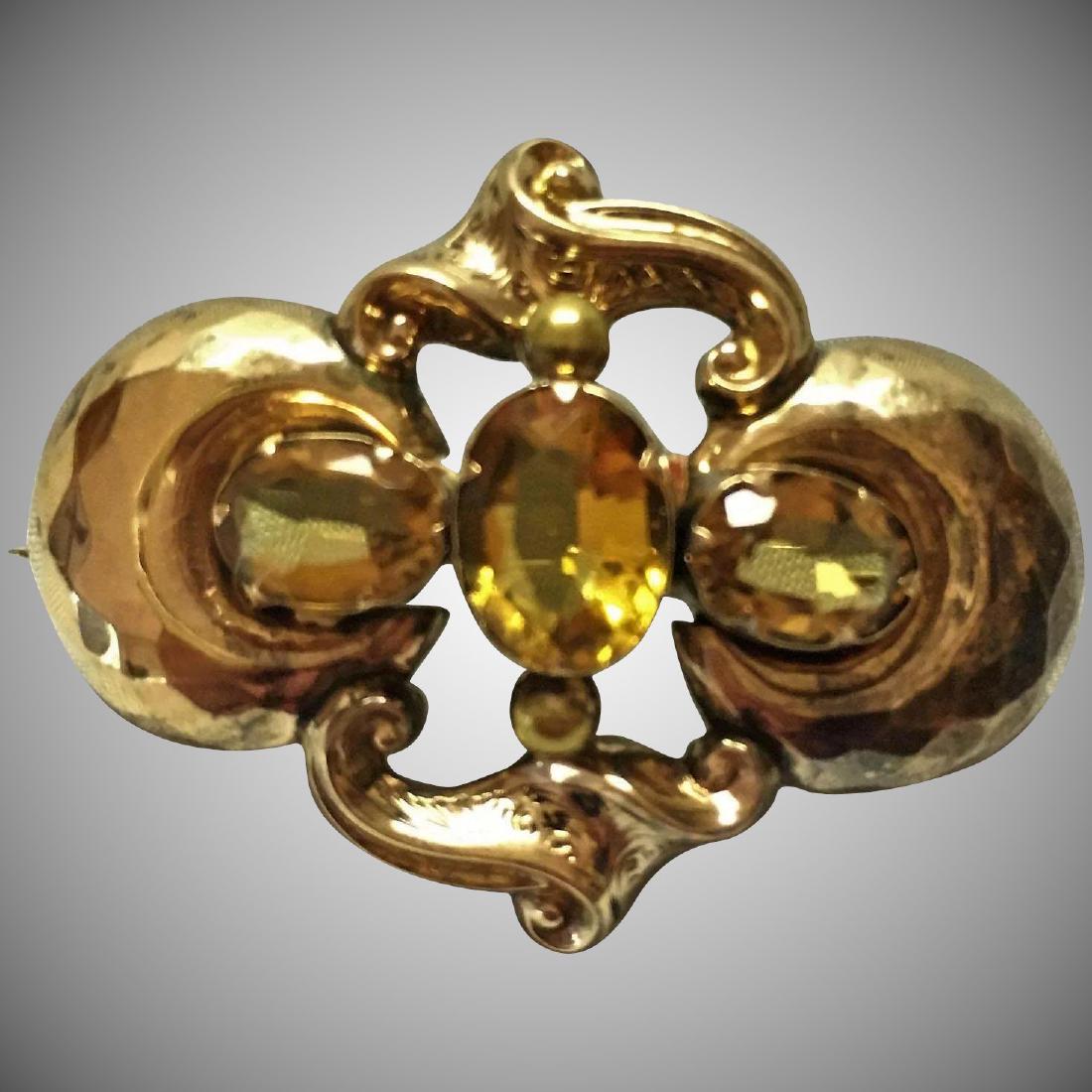 Antique Victorian Citrine brooch rolled gold plate (1 of 3)