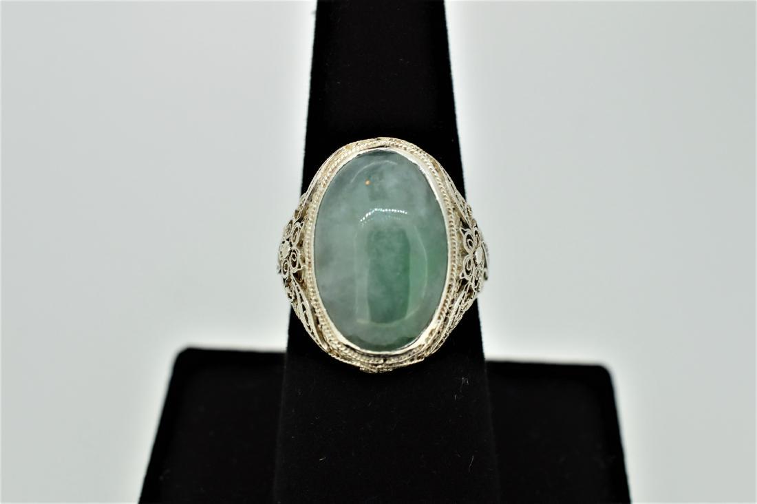 Antique Sterling Silver & Jadeite Estate Ring (1 of 3)