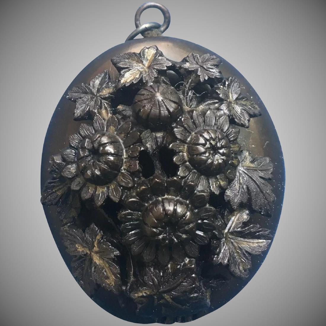 Victorian Black Gutta Percha Mourning locket (1 of 7)