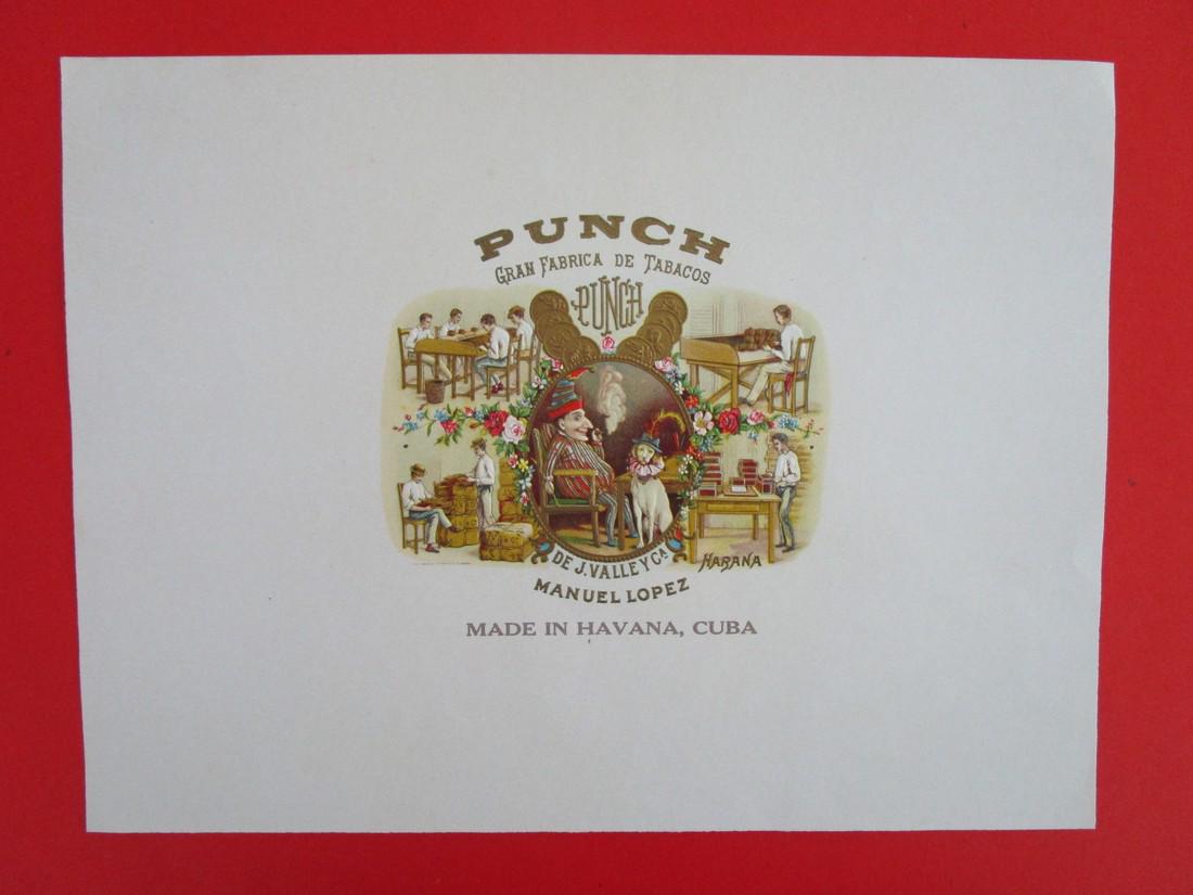Punch Tobacco: Item: Punch Date: 1900-1910 Material: paper Dimensions: 8.625"wide x 6.5"high Cuban cigar Co.' vignettes of cigar makimng Please note that this lot has a confidential reserve. When you leave a bid in 