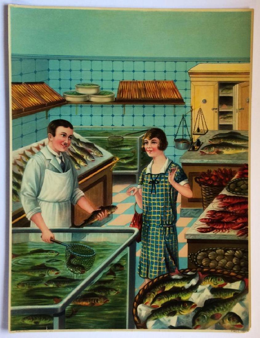 ca. 1930 ORIGINAL VINTAGE FOOD STORE POSTER SEAFOOD (1 of 3)