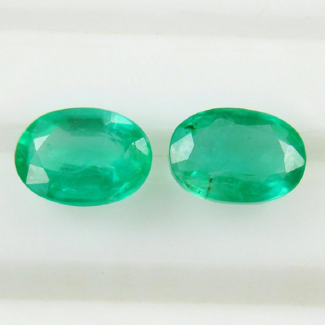 1.72 Ct Genuine Loose Zambian Emerald Oval Pair (1 of 2)