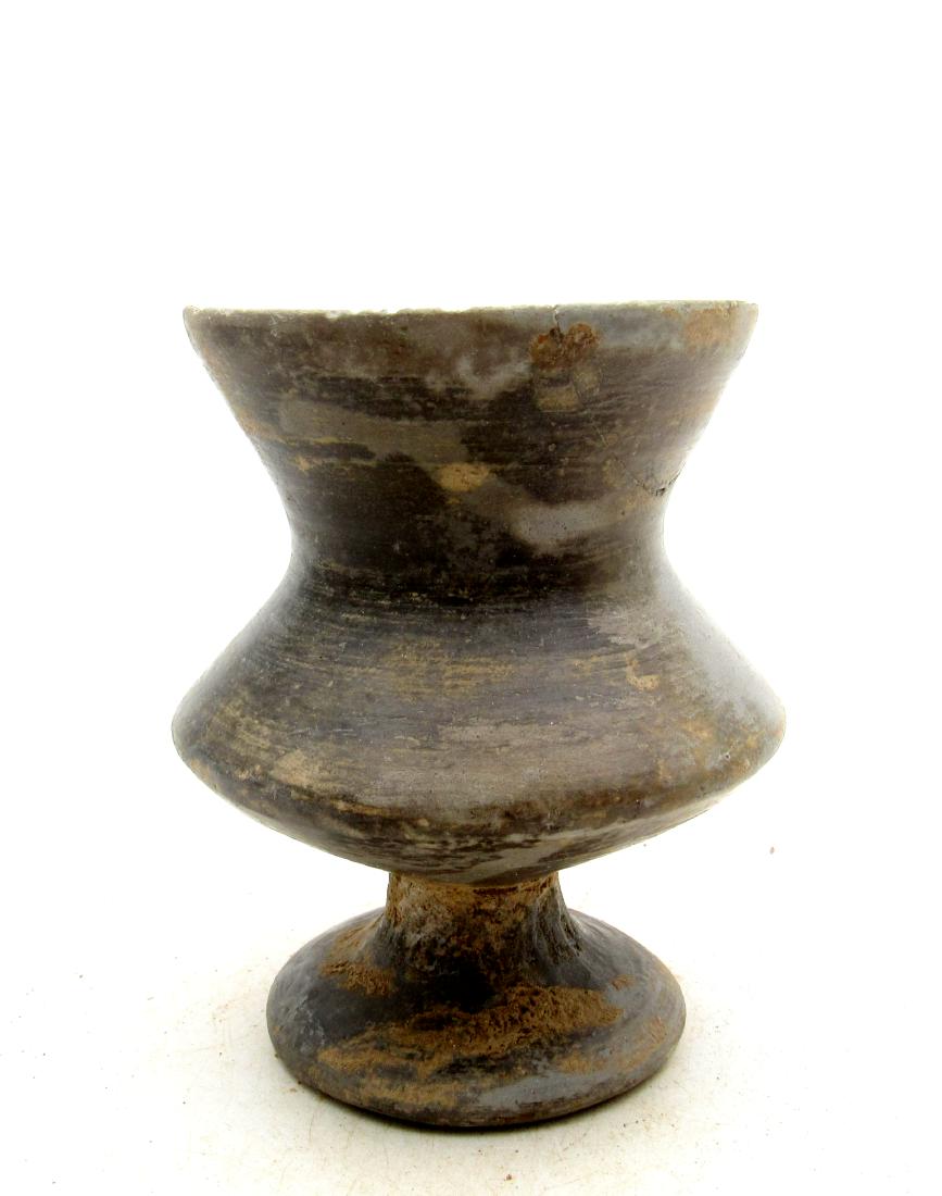 Ancient Greek Blackware Ritual Goblet: Ancient Greek Blackware Ritual Goblet Date: ca. 1000 BC Rare Ancient Greek ritual goblet dated to the geometric period. Nice blackaware ceramics; ideal for home décor and interior design.The item com