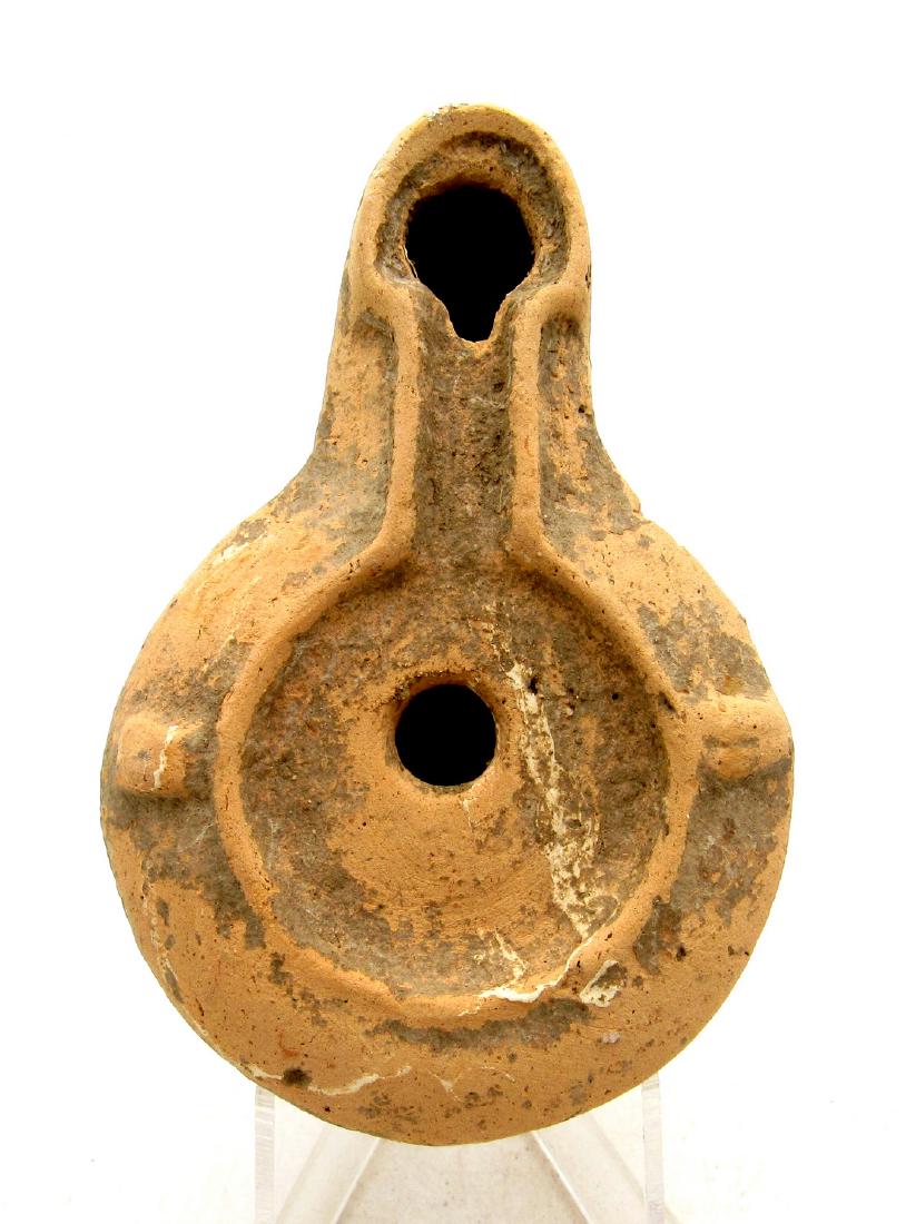 Ancient Roman Terracotta Oil Lamp with Geometric Motif (1 of 4)
