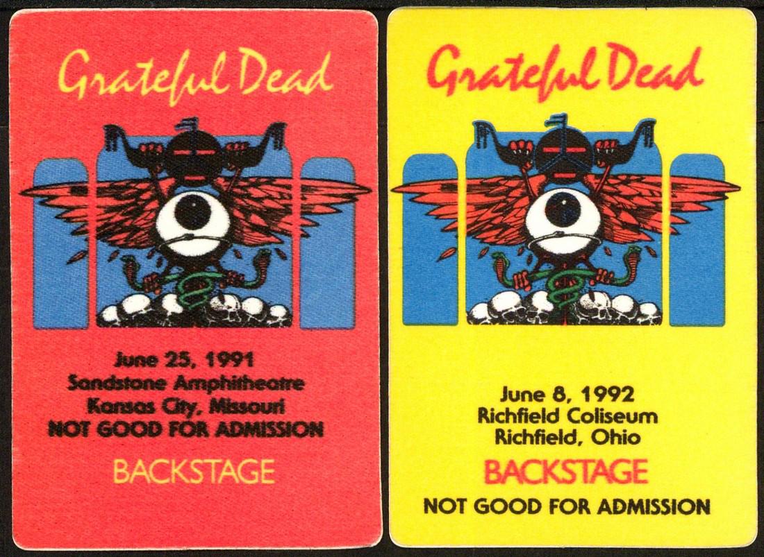 Two Different 1991/1992 Grateful Dead Backstage Passes (1 of 1)