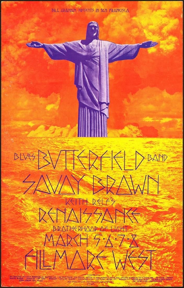 Attractive BG-221 Paul Butterfield Poster: Artist: David Singer Title: Attractive BG-221 Paul Butterfield Poster Printing Date: 1970 Medium: Lithograph Size/Format: 14" x 22" Publisher: Bill Graham Series: Bill Graham Presents An image of the 