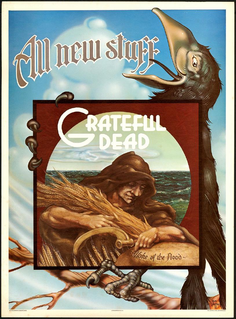 Scarce 1973 Wake of the Flood Promo Poster: Artist: RIck Griffin Title: Scarce 1973 Wake of the Flood Promo Poster Printing Date: 1973 Medium: Lithograph Size/Format: 187" x 23" This gorgeous “Wake of the Dead” record promo poster was creat
