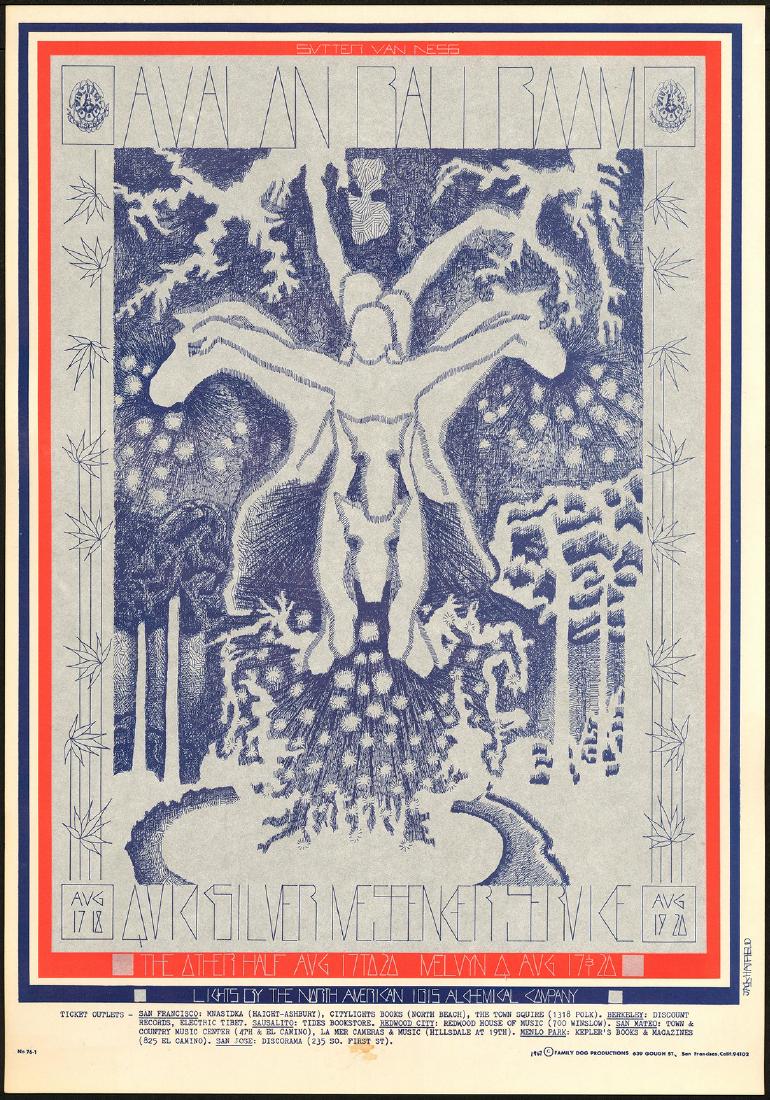 Very Nice FD-76 Quicksilver Poster: Artist: Jack Hatfield Title: Very Nice FD-76 Quicksilver Poster Printing Date: 1967 Medium: Lithograph Size/Format: 14" x 20" Publisher: Family Dog Series: Family Dog Jack Hatfield, the designer of 