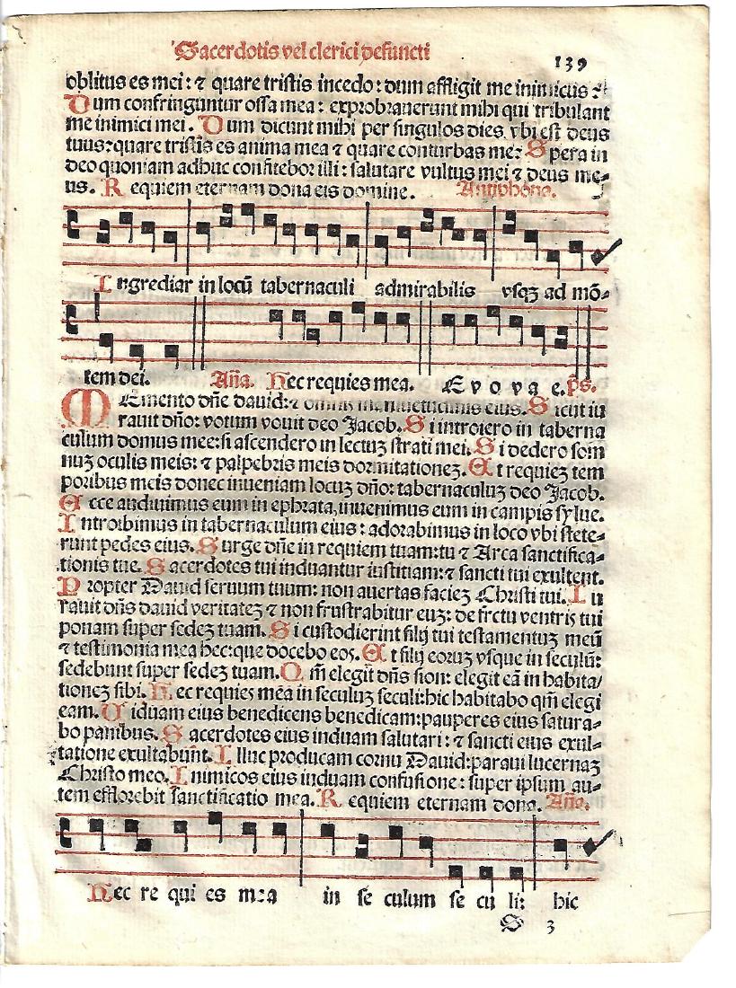 1567 Catholic Hymnal Leaf Red and Black Music (1 of 2)