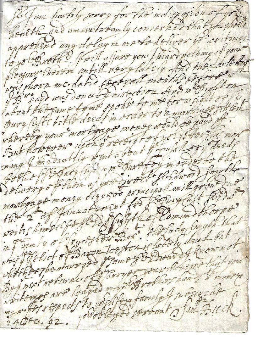 1692 English Letter Saunders Beechwood (1 of 2)