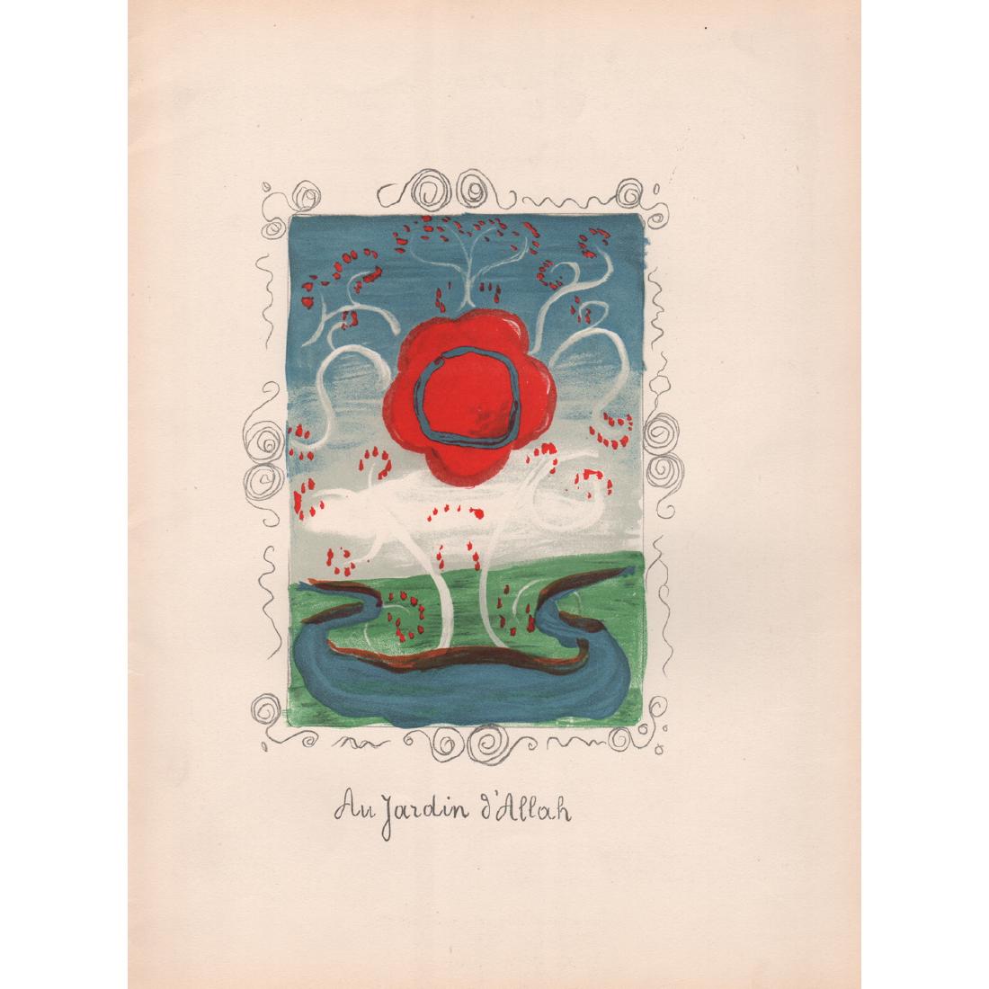 ANDRE DERAIN - Garden of Allah: Color Lithograph printed in 1939 by Mourlot for Verve Image Size 6" X 8" Please note that this lot has a confidential reserve. When you leave a bid in advance of the auction, submit your maximum. The