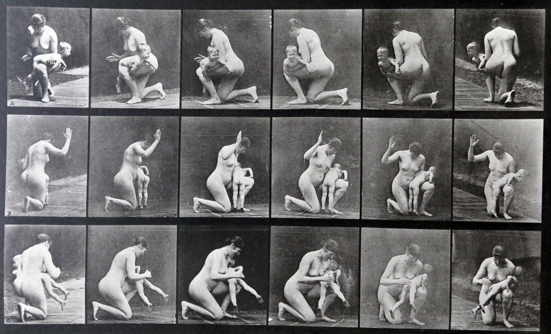 EADWEARD MUYBRIDGE - Woman slapping a kid AL527: Artist: Eadweard Muybridge Title: Woman slapping a kid AL527 Date Printed: 1979 Medium: Heliogravure Printer Location: Electa Italy Size: 28.5 x17 cm - 11.2x 6.5 inch With tissue guard Mount Size: 30x