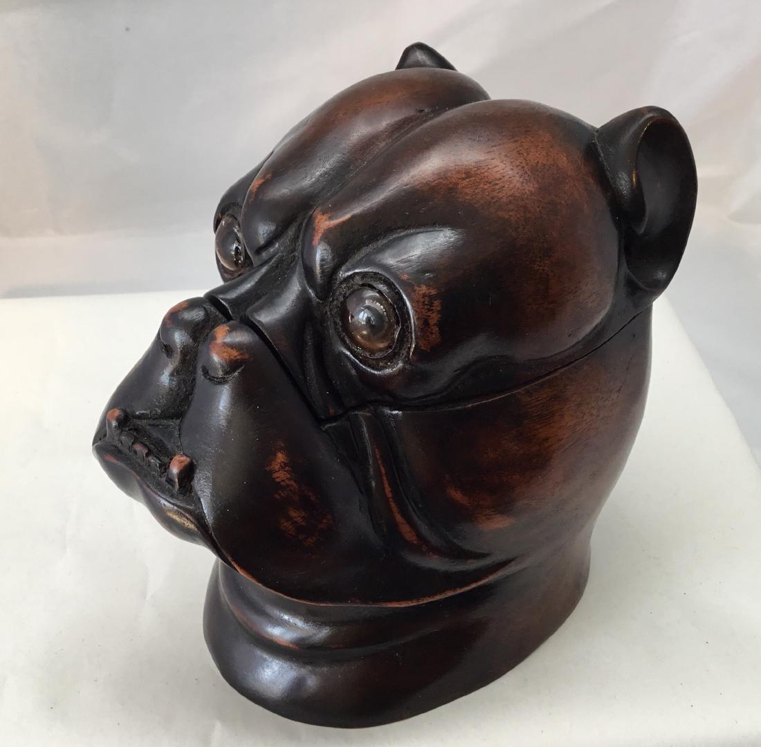 Beautiful Carved Bulldog Head Tobacco Jar (1 of 4)