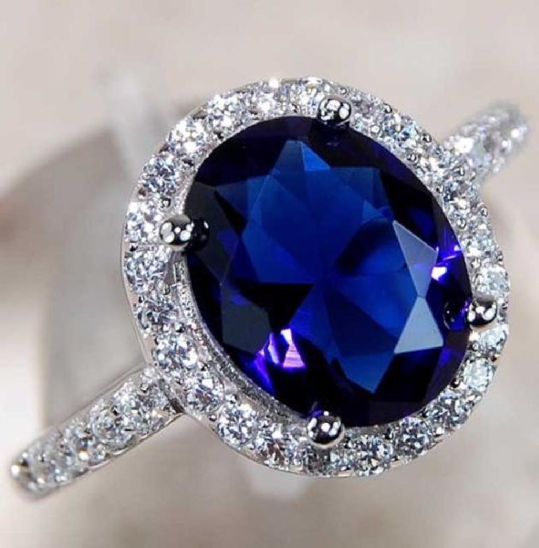 3CT Blue Sapphire & White Topaz 925 Solid Sterling (1 of 3)