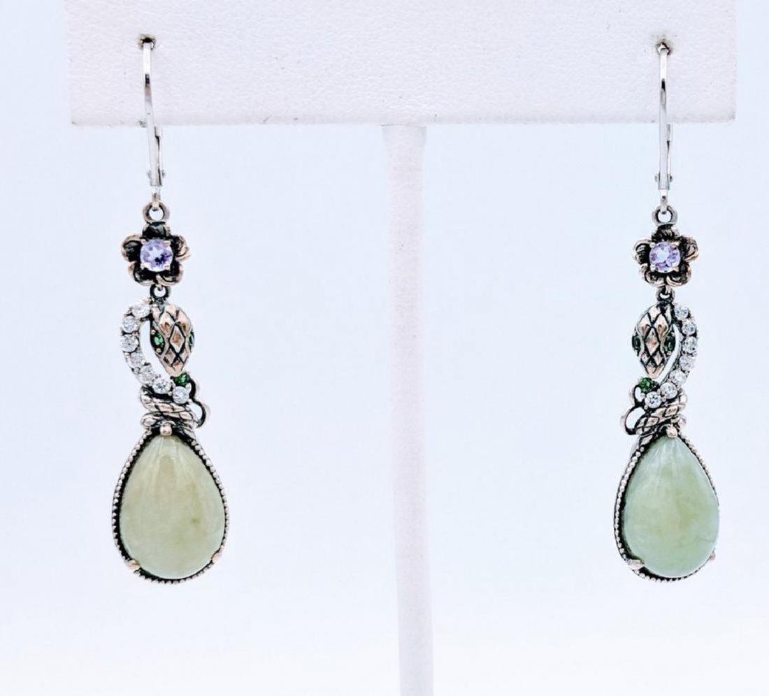 Sterling Silver Imperial Designed Snake Earrings with (1 of 3)