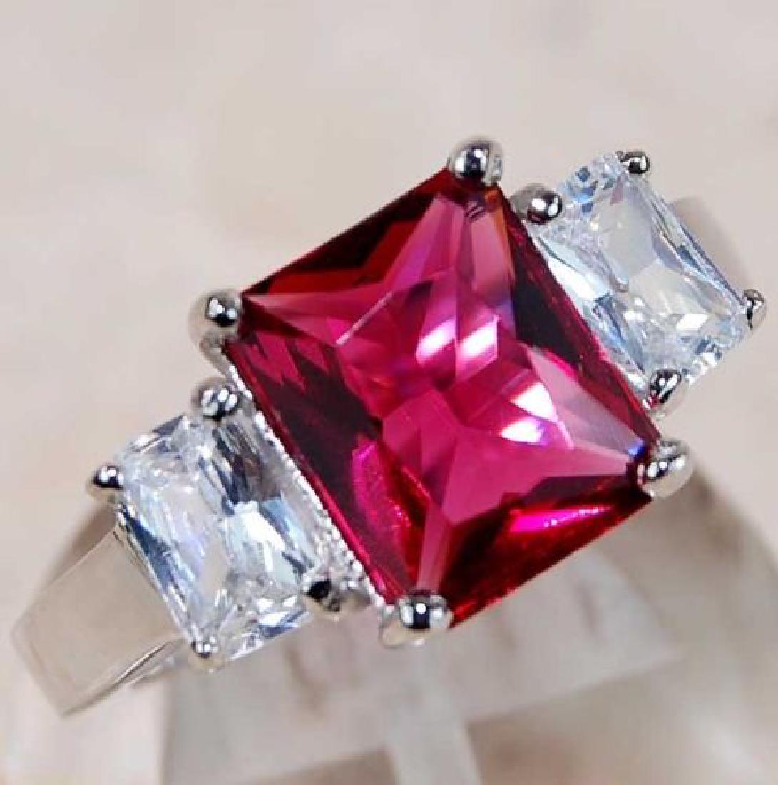 5CT Ruby & White Topaz 925 Solid Genuine Sterling (1 of 2)