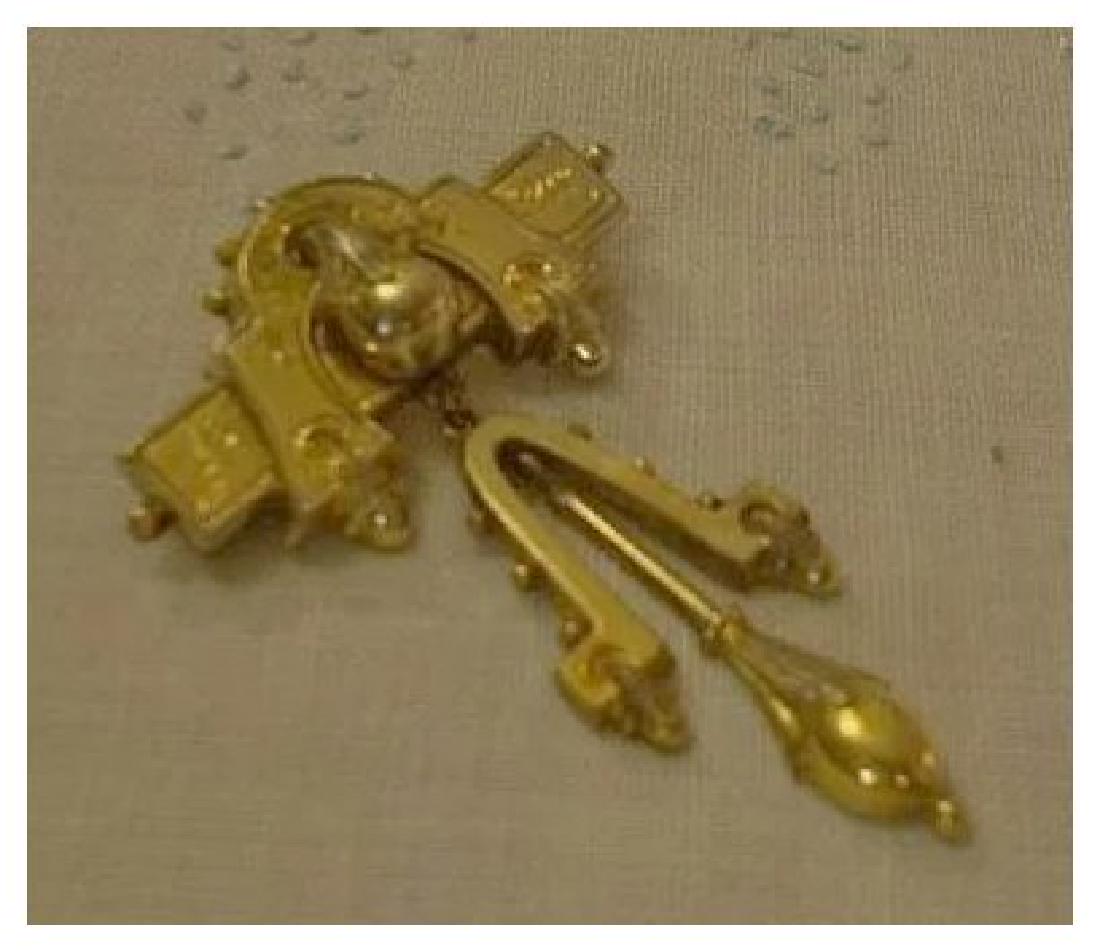 Antique 19c Victorian Gold wash ornate repousse Brooch (1 of 6)