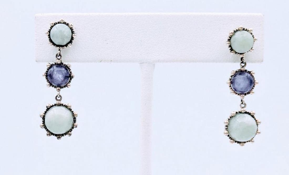 Sterling Silver Double Drop Earrings with Jade, and (1 of 3)