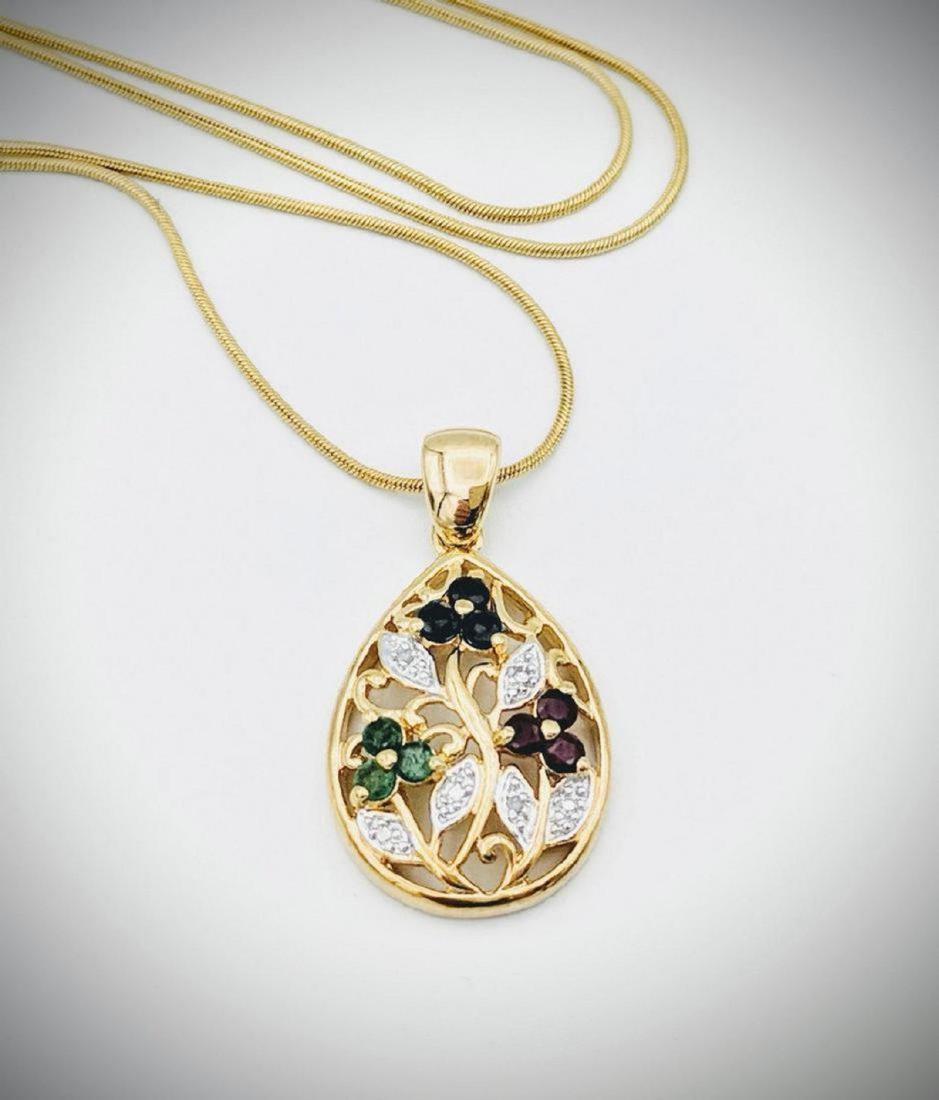 Gold Plated Italian Necklace with Ruby, Emerald, and (1 of 3)