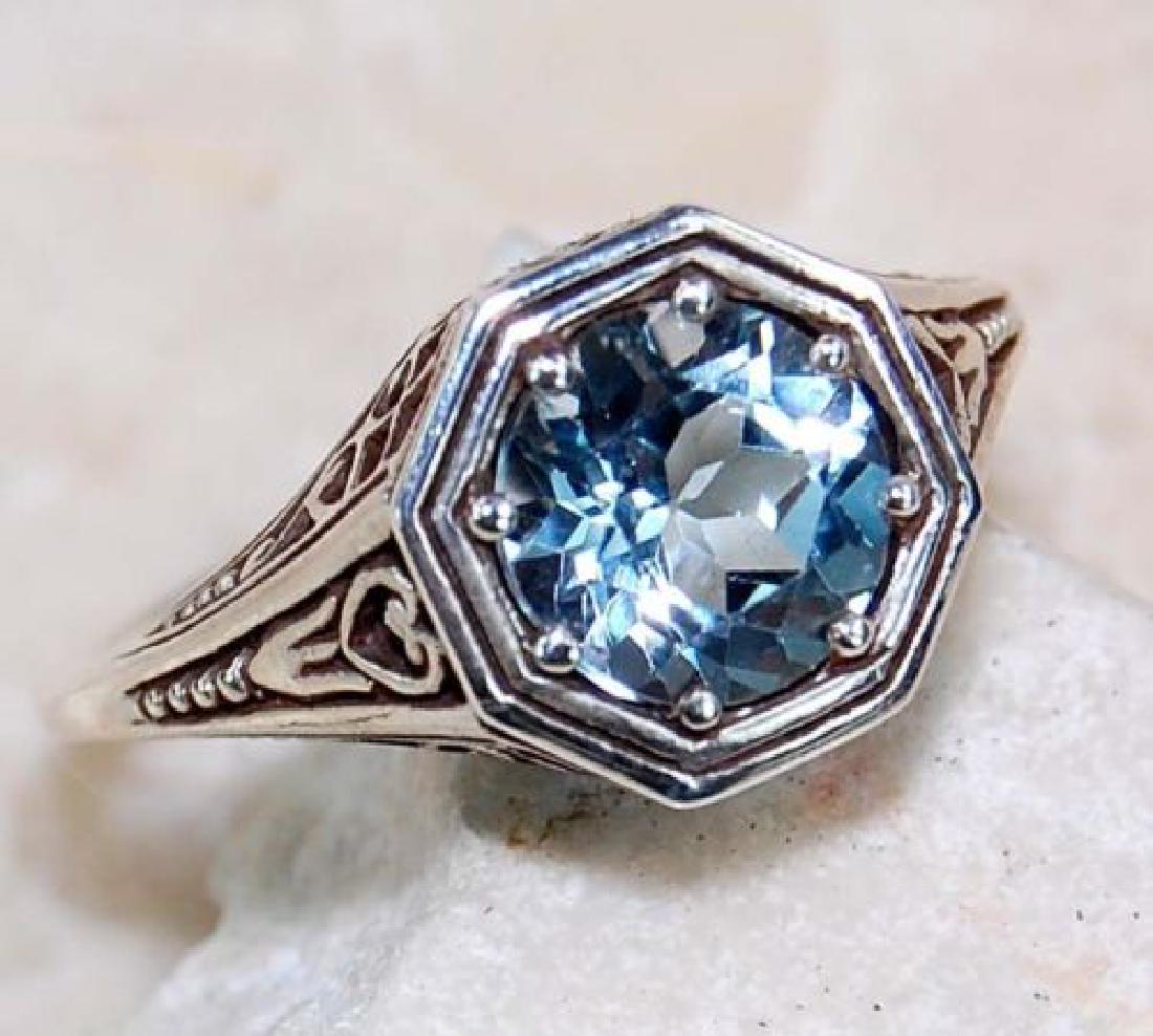 2CT Aquamarine 925 Solid Sterling Silver Art Nouveau (1 of 2)