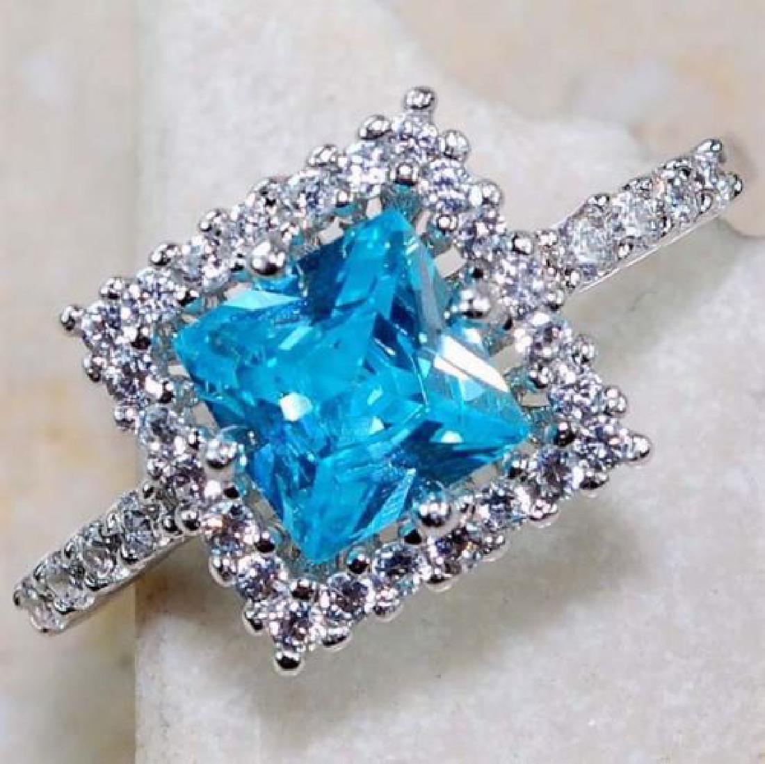 1CT Aquamarine & White Topaz 925 Solid Genuine Sterling (1 of 1)