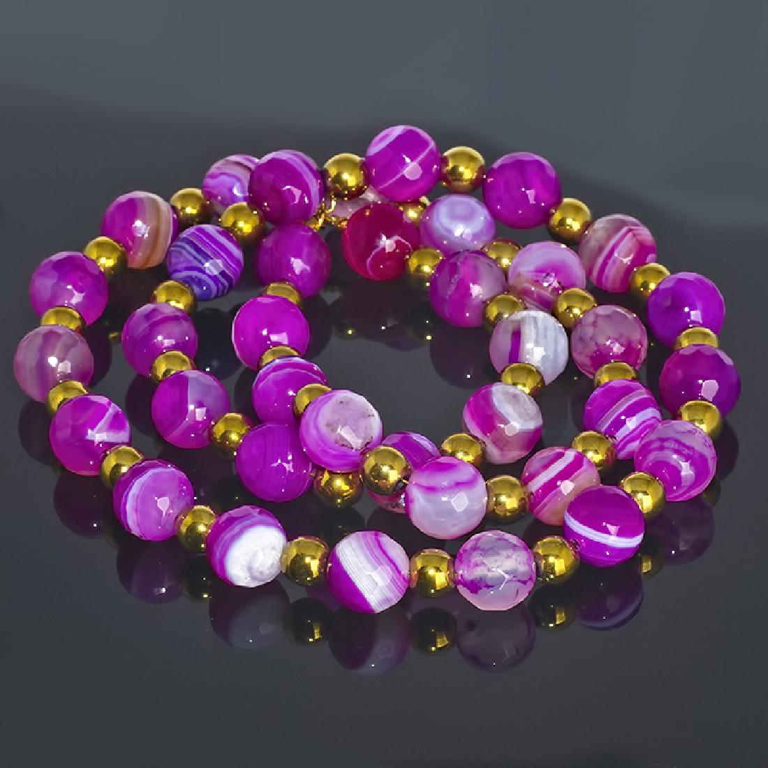 Fuchsia Agate and Golden Mirror Hematite Vintage Style (1 of 7)