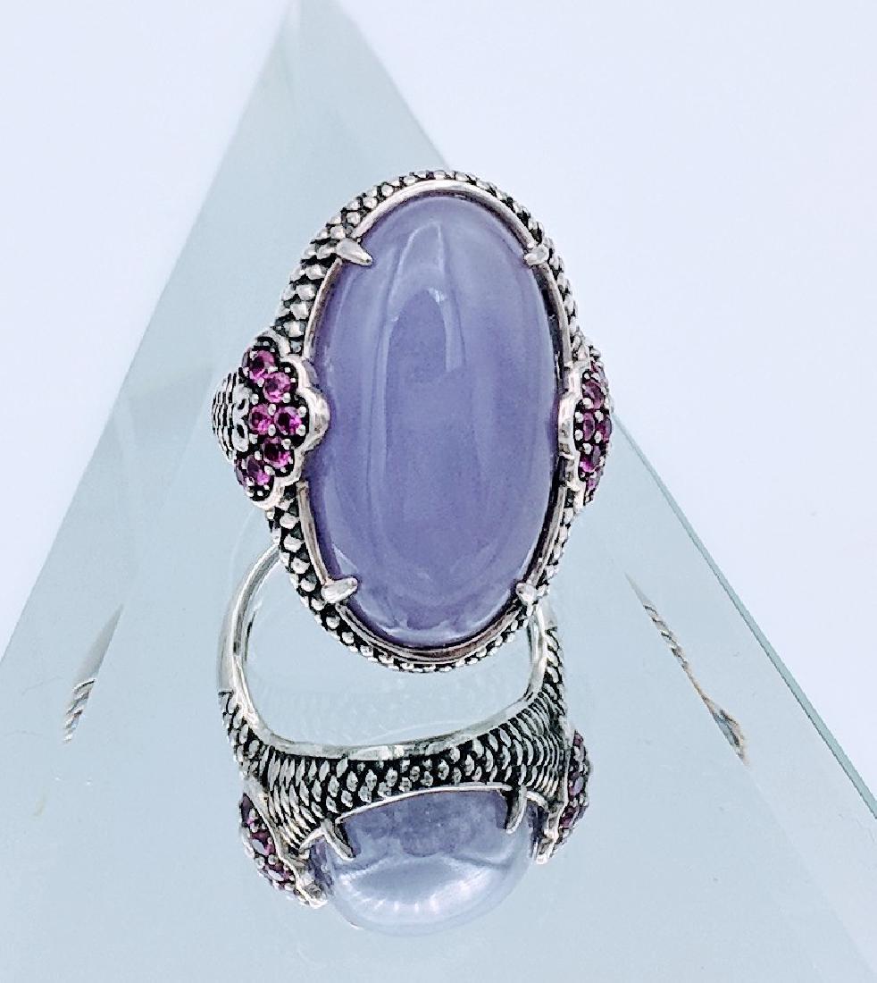 Sterling Silver Violet Jade, and Pink Amethyst Ring (1 of 4)