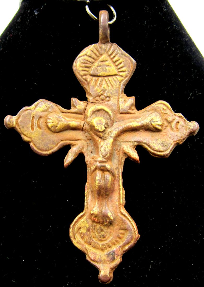 Crusaders Holy Land Bronze Cross with Jesus Christ (1 of 2)
