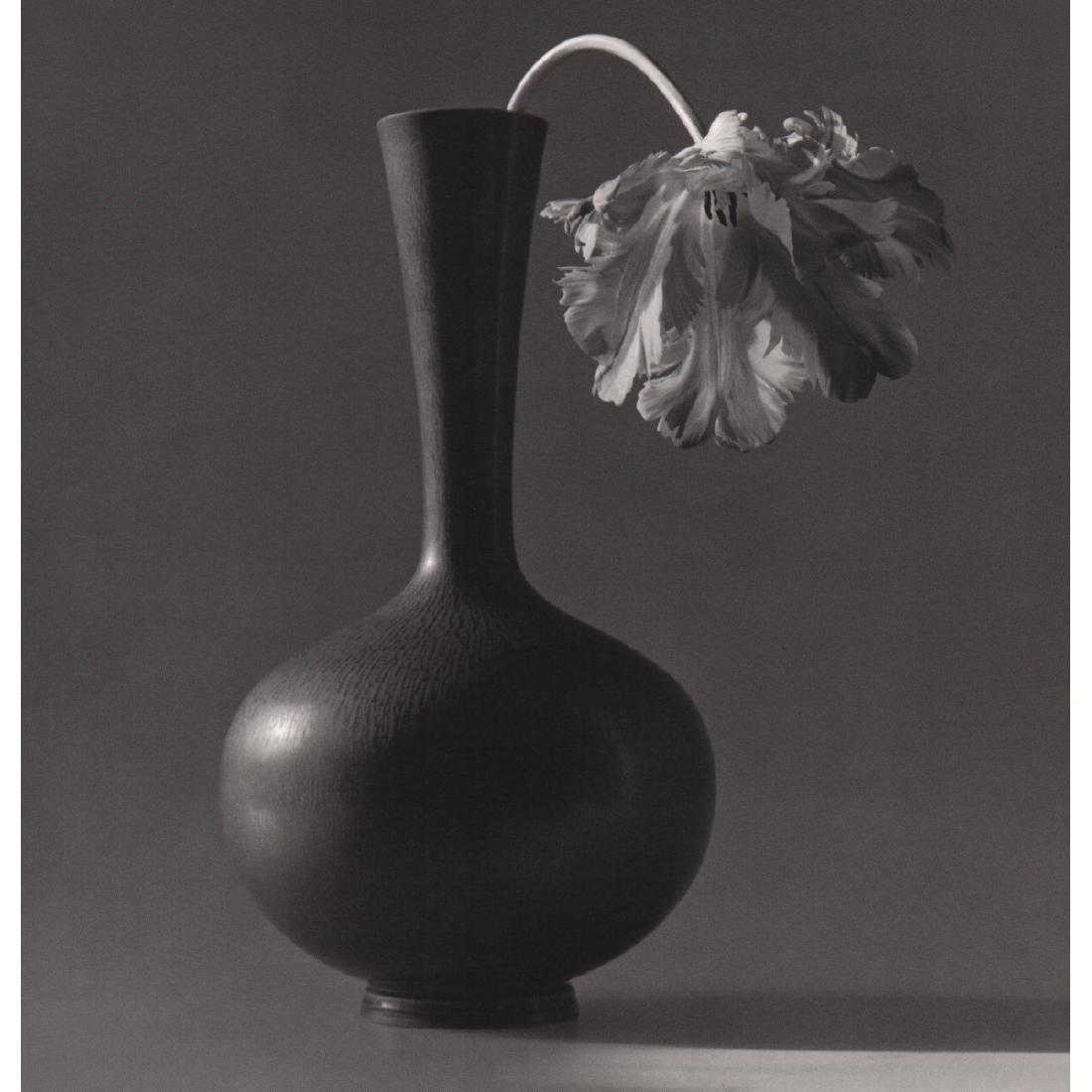 ROBERT MAPPLETHORPE - Parrot Tulip: Artist: ROBERT MAPPLETHORPE Print Title: Parrot Tulip in a Black Vase, 1985 Medium: Photo-engraving Printing Date: 1980 Printed in the USA Image size approx. 8 X 8 inches Robert Mapplethorpe was an Am