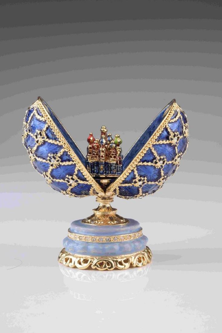 After Fabergé: Little Blue Faberge Egg with a Castle (1 of 6)