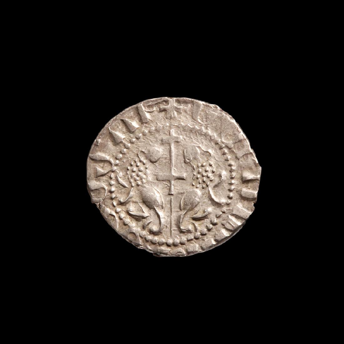 Crusaders Armenian Silver Coin Tram of Hetum I: Item: Crusaders Armenian Silver Coin Tram of Hetum I, 1226-1270 A.D. Date/Origin: Armenia, c. 1226 Materials: Silver, 2.9 grams Dimensions: 2 cm D - 13/16 inches Provenance: Private UK collection of t