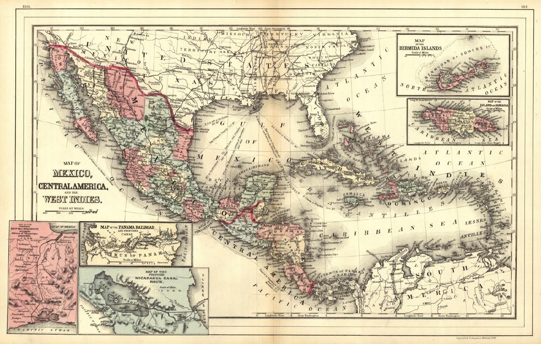 Map of Mexico, Central America, and the West Indies. (1 of 1)