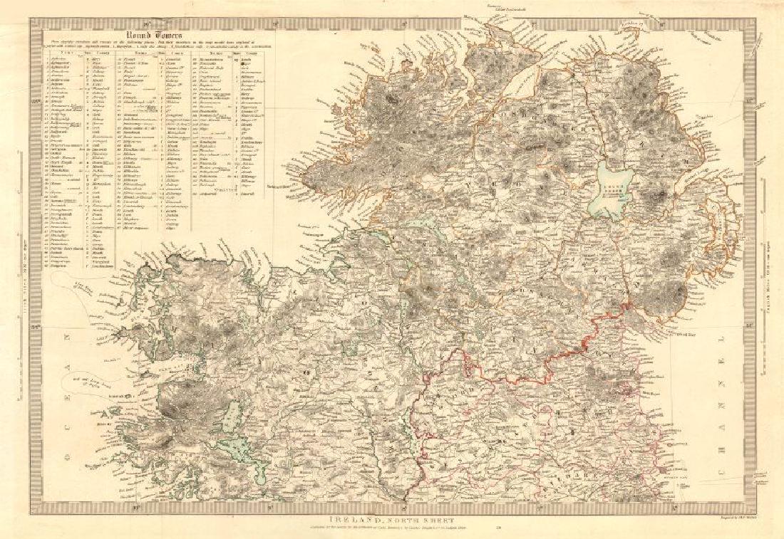 IRELAND North Sheet. List of round towers Cloigtheach (1 of 2)