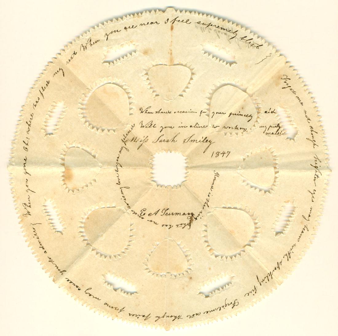 1847 Antique Scherenschnitte Valentine Miss Sarah Smile (1 of 2)