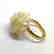 Vintage silver ring white Baltic amber hand carved rose - 7