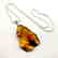 Vintage Baltic amber carved pendant 6x3cm silver 925 - 2