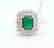 18 carat white gold ring with diamond and emerald stone - 8