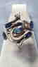 Topaz & Sapphire Serpent Pewter Ring