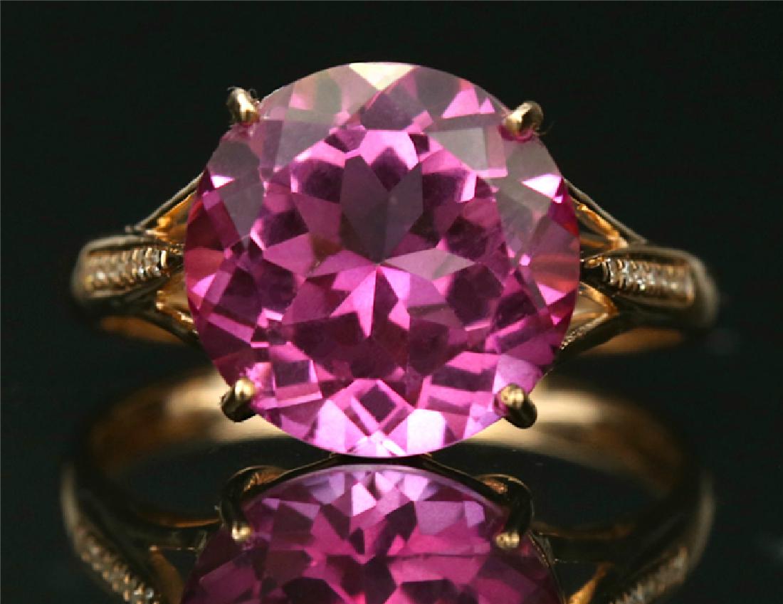 Certified-18K rose gold ring with Pink Topaz (1 of 5)