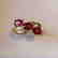 Ring New Ruby Trilogy with 2 Diamonds 14K Gold Made in - 3