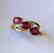 Ring New Ruby Trilogy with 2 Diamonds 14K Gold Made in - 4