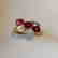 Ring New Ruby Trilogy with 2 Diamonds 14K Gold Made in - 6