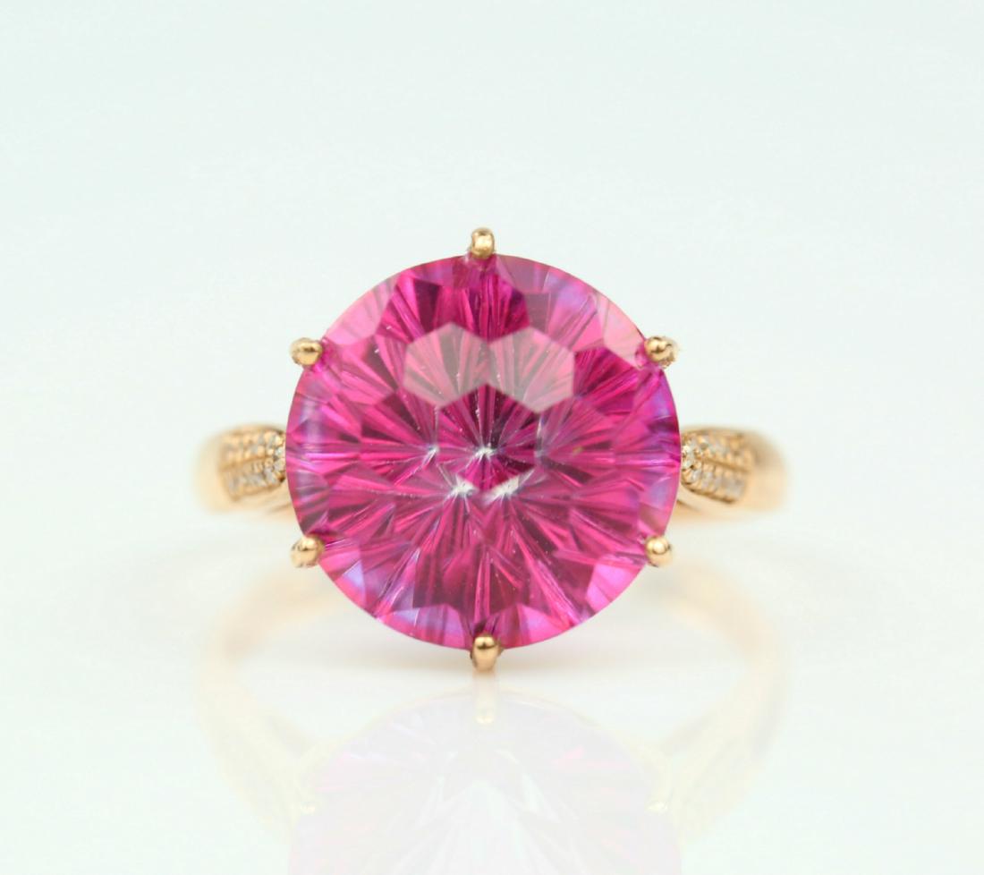 Certified-Pink Topaz ring with 18K rose ring (1 of 7)