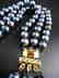 Triple strand pearl necklace of black / blue cultivated - 2