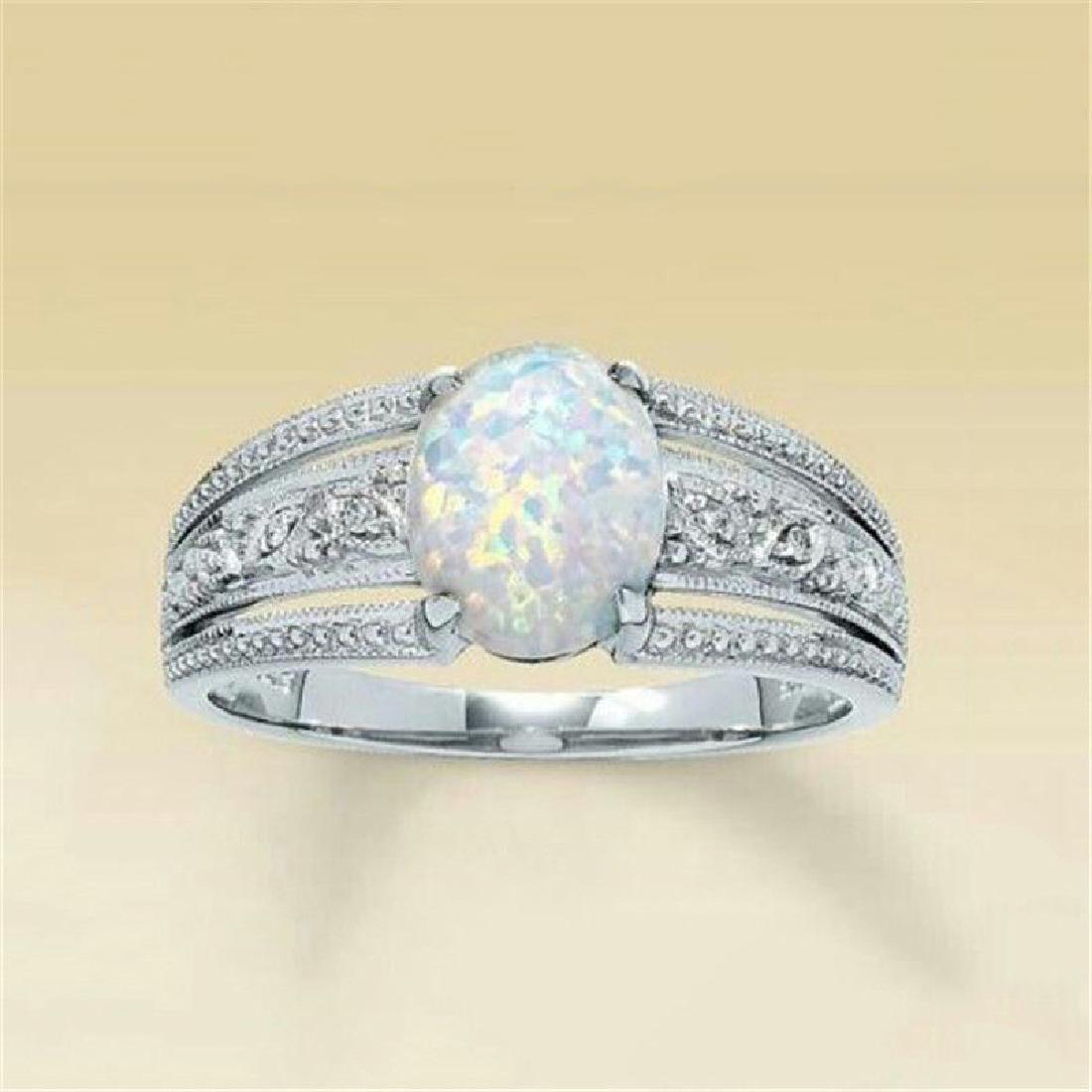 2.3Ct White Fire Opal 925 Silver Ring Size 6 (1 of 1)