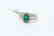 18 carat white gold ring with diamond and emerald stone - 4