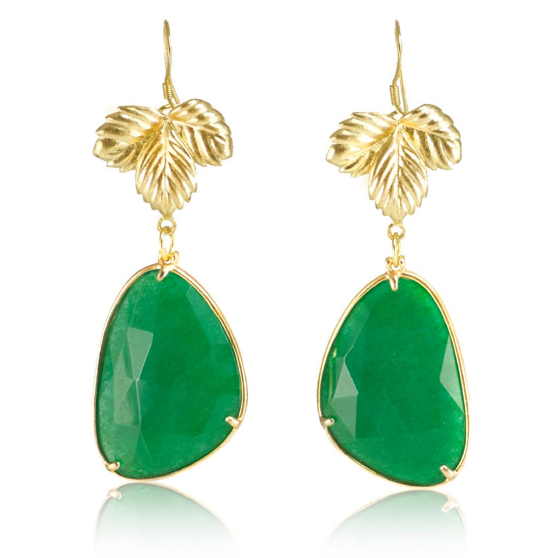 Emerald Green Jade Leaf Earrings (1 of 3)