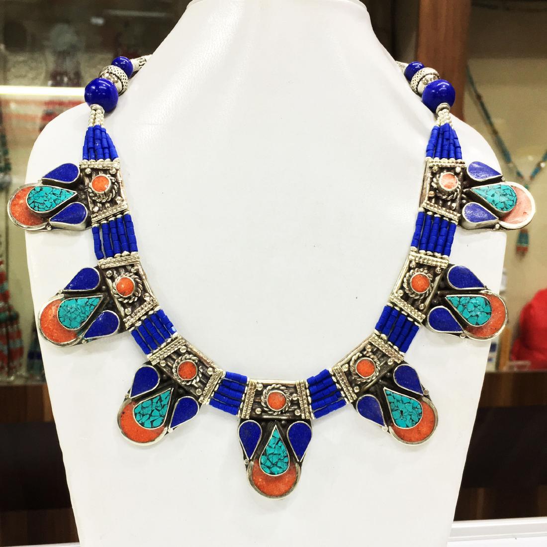 Natural Tibetan Coral & Lapis Beautiful Necklace (1 of 1)